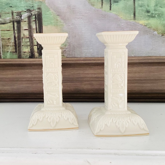 Set of 2 LENOX JUDAIC SABBATH CANDLE HOLDERS Porcelain 22K Gold Gilt 12 Tribes - Picture 9 of 11